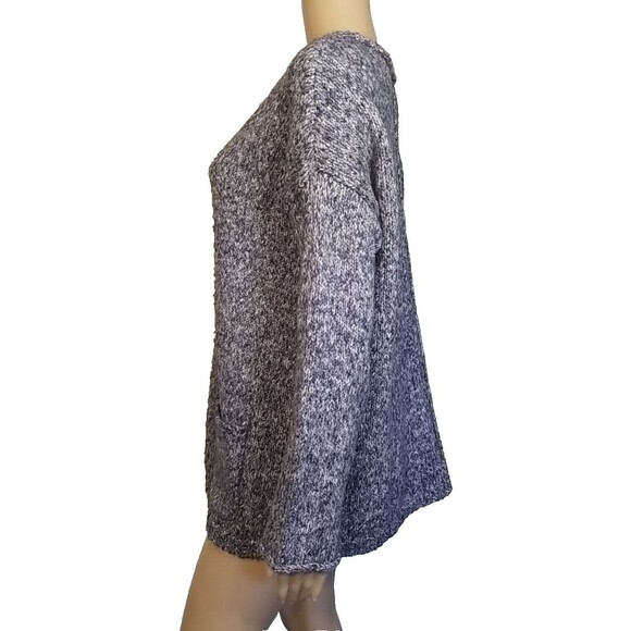 J Jill Roll Neck Blue Marled Pullover Sweater Pockets Medium Center Seams    T51 - Picture 4 of 9